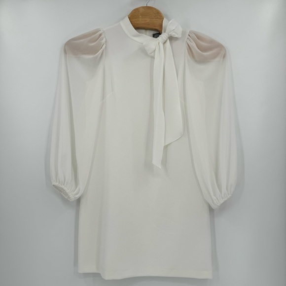 Vince Camuto Dresses & Skirts - Vince Camuto Women’s 10 White Bow Neck Long Sleeve Shift Midi Dress‎